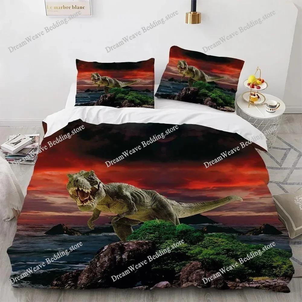 Dinosaur Duvet Cover Set for Kids Boys Girls Polyester King Queen Size Bedding Set Cartoon Wild Animals Comforter Quilt Cover96
