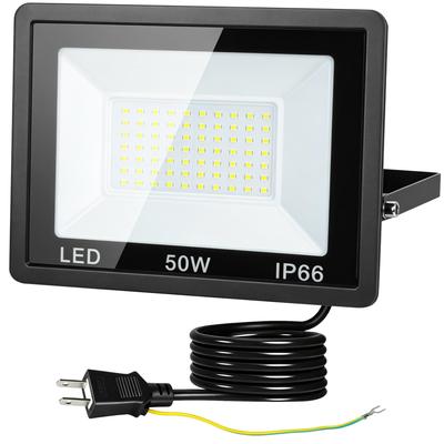 Heruiwin Reflektor LED 50W Lampa Robocza 100V 6500K Biały Dzienny 11000LM Wysoka Jasność Szeroki Kąt 120° Wodoodporny IP66 Przewód 2M Oszczędność Energii