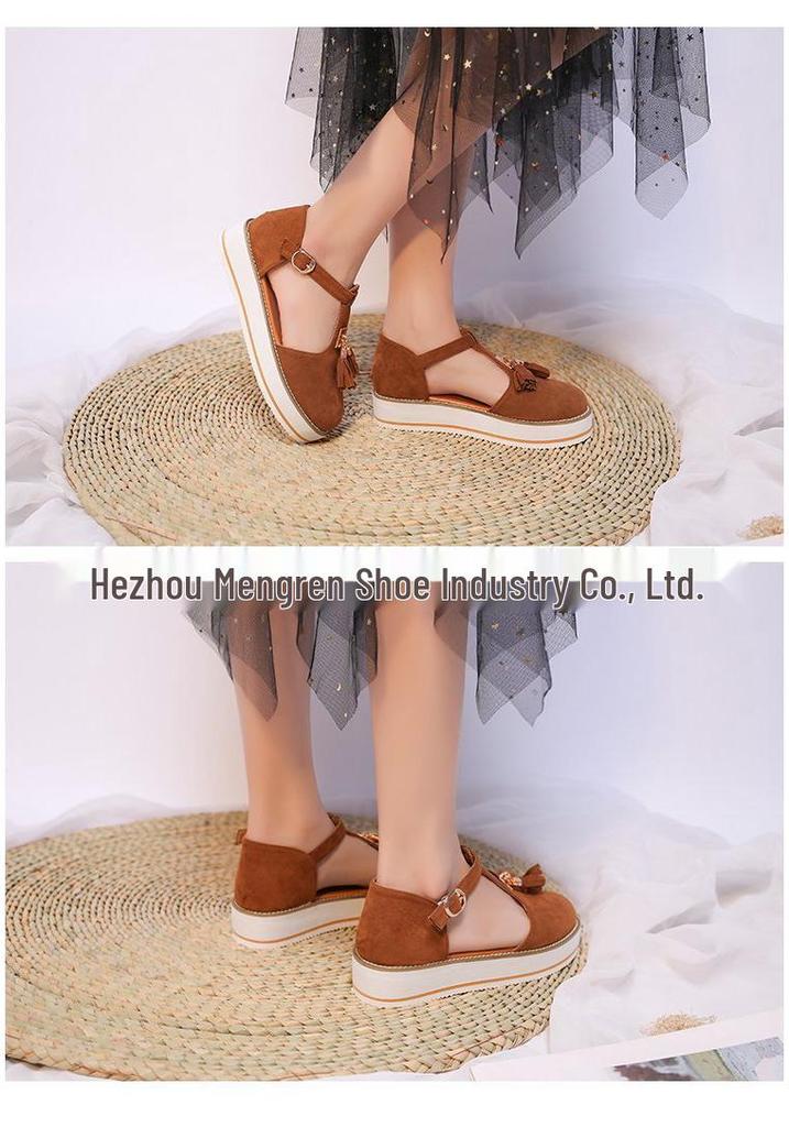 2020 Summer Tassel Buckle Strap Thick Sole Plus Size Women's Casual Sandals
