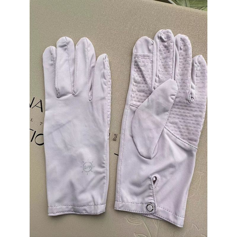 

Real Shot UPF50 + Finger Touch Screen Japanese Sun Protection Gloves Female Summer Gray UV Protection Driving Cycling Men and Women Purple [snap wrist]] All yards