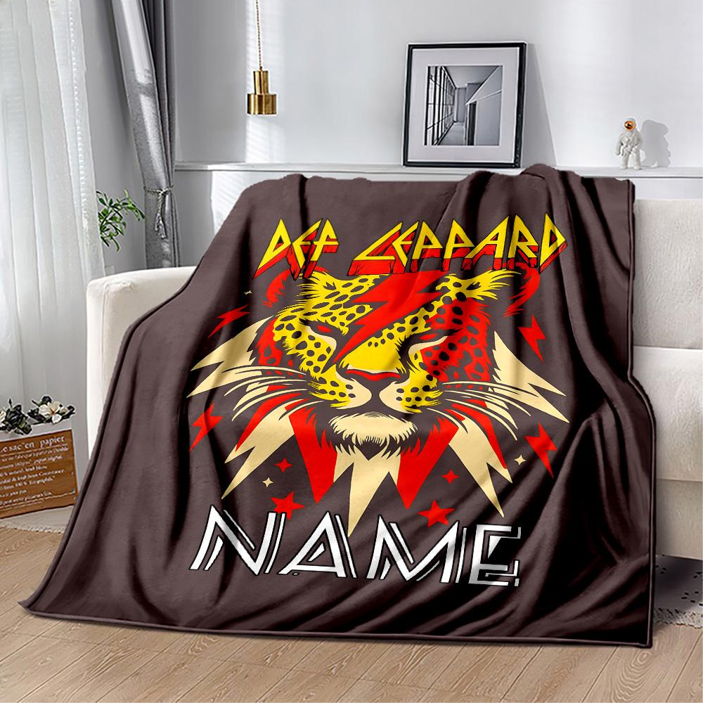 Def Leppard Leopard Rock Customize Your Name Blanket Lightweight Personalized Blanket Warmthful Decor Suitable for Chair Bedding Bed Nap
