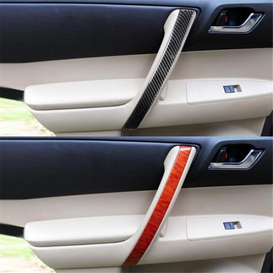 4Pcs Carbon Fiber Interior Door Pull Cover Trim For Toyota Highlander 2008-2013