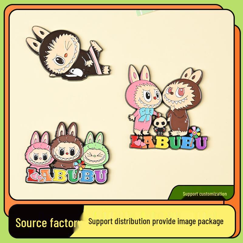 Labubu Cartoon Creative Metal Fridge Magnet – Cute, Strong Magnetic Decoration.