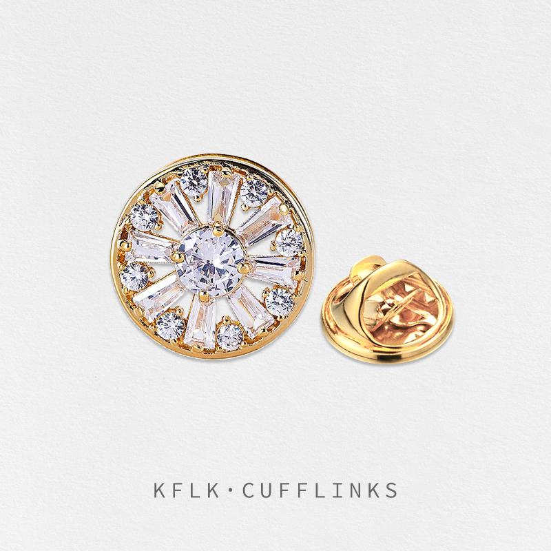 KFLK fashion Brooch Pins Exquisite Round Stereoscopic Brand Brooches for Women Mens Costumes Badge Brooch Jewelry Wholesale