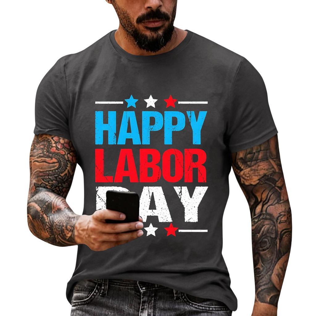 Men's Casual Loose Fit Short Sleeve T-Shirt Crew Neck Printed Graphic Tee Summer Top for Everyday Wear