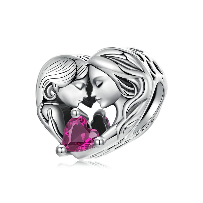 WOSTU 925 Silver Family Jewelry Series Mother & Daughter Charm Sister Beads Angel Guardian Pendant Fit DIY Bracelet NEW