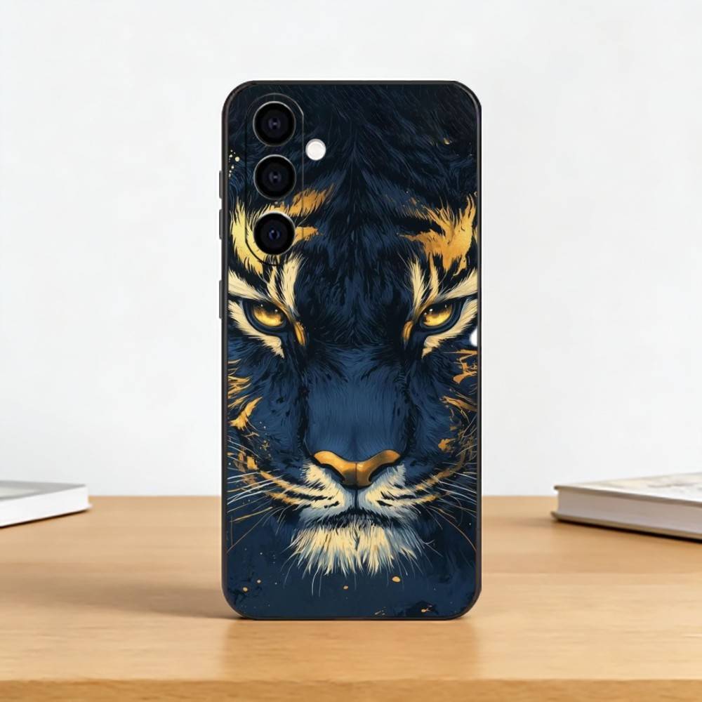 Cartoon Ferocious Tiger Phone Case For Samsung Galaxy A73,A72,A71,A70,A53,A52,A51,Soft Silicone Black Cover