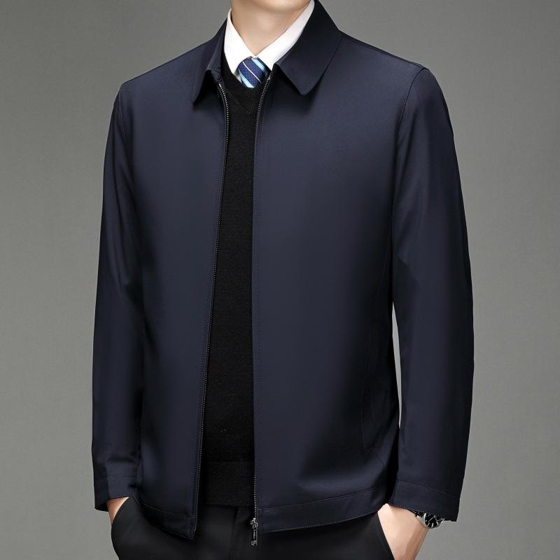 Men's Spring and Autumn New Middle-aged Men's Jacket Lapel Thin Middle-aged and Elderly Business Casual Men's Jacket Dad Wear