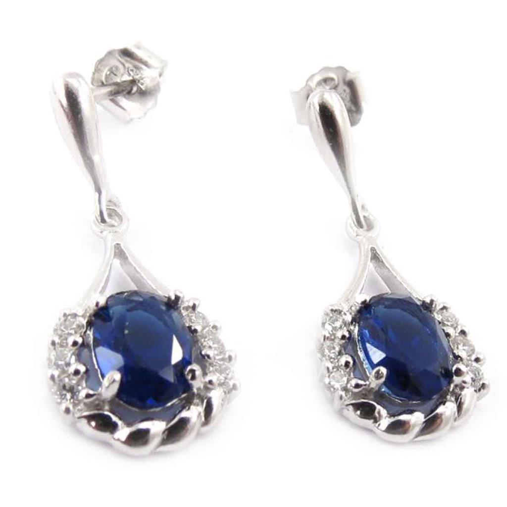 Les Trésors De Lily [J8741] - Silver Earrings 'Angélique' Silver-white Sapphire (rhodium-plated) - 24x10 Mm