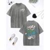 Kick Flir Skateboard Prints Washed T-Shirts Women Cotton Oversized Tops Comfortable O-Neck Distressed T Shirt Clothes