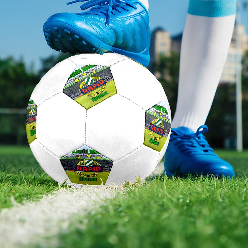Rapid Wien Soccer Ball, Colorful, Suitable for All Ages, Machine-stitched, PVC Material, Competition Grade, Durable and High Bounce