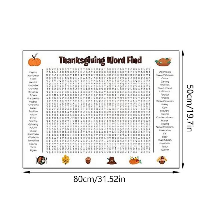Jumbos Thanksgiving Word Search Poster Wall Game,Funny Interactive Holiday Party Activity for Classroom Family Party
