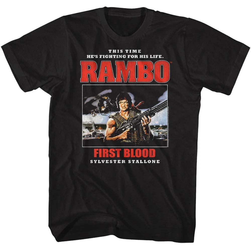 Rambo First Blood 80's Movie This Time He's Fighting For His Life Men's T Shirt