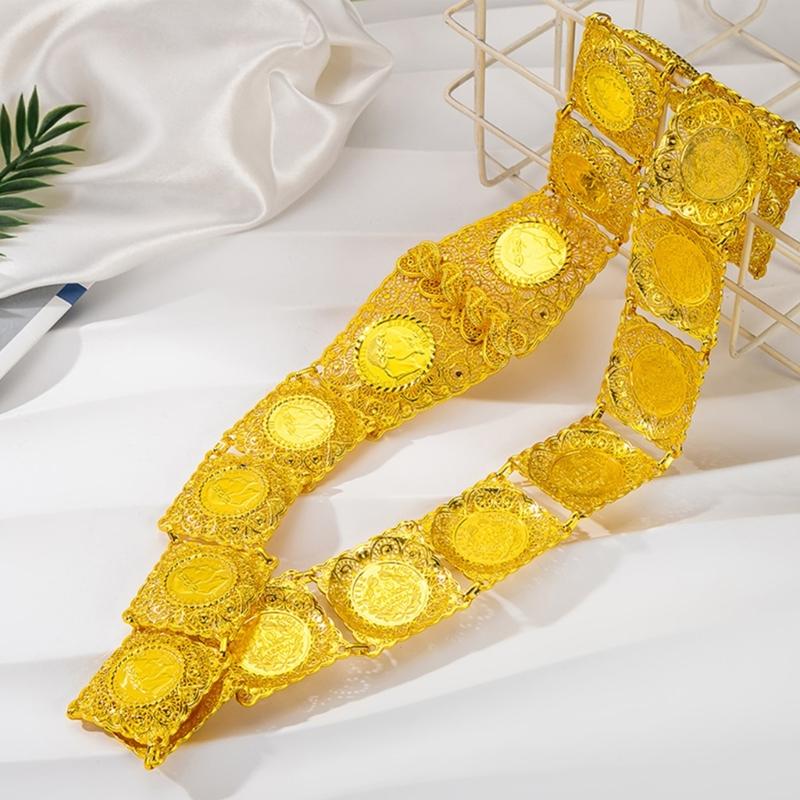 Blingbling Waist Belt Stylish Carved Floral Waist Chain Belt Elaborate Chain Belly Chain for Wedding Waist Chain