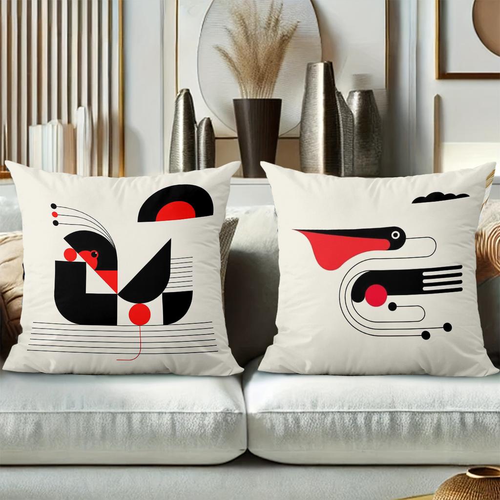 Modern Abstract Red Black Pattern Decorative Cushions Polyester pillowcase, sofa decorative cushion cov Headboard Pillow