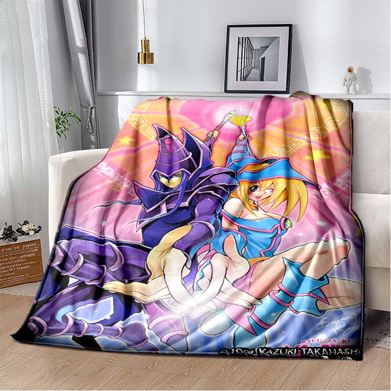 Dark Magician Cartoon Anime Throws Blanket Kids Super Soft Cute Blankt for Travel Couch Picnic Bed Flannel Blanket Birthday Gift