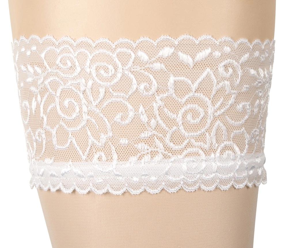 Cottelli LEGWEAR - Weiße Klassische Spitzenstrümpfe XS