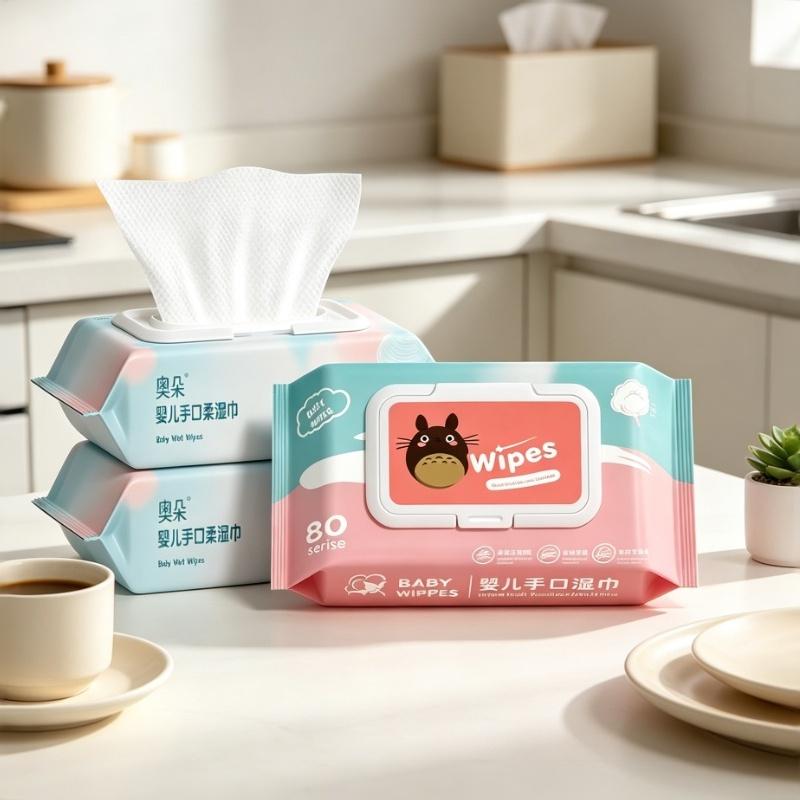 1Pcs 80Pieces Disposable Baby Wet Wipes With Soft Thick Fabric And Alcohol Free Perfect For Borns Cleaning Hands Mouth