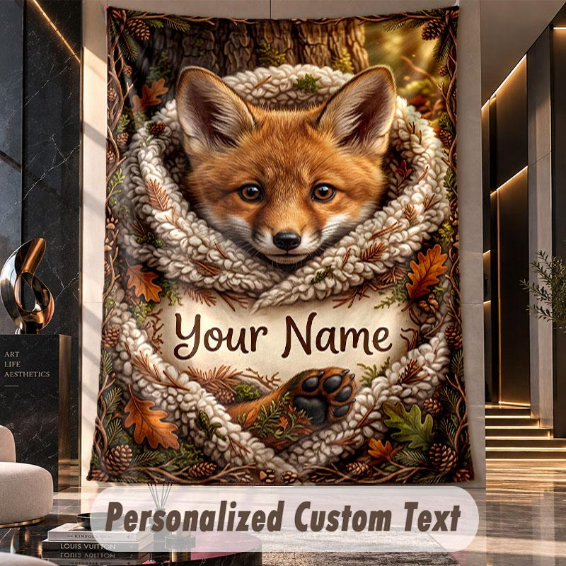 Wolf Fox (234) Theme Custom Tapestry Personalized Custom Name Text Wall Hanging Tapestry Home Decor Background Cloth