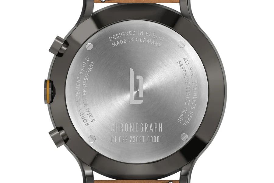 Chronograph Date Made in Brown [Lilianthal Berlin] Watch, Germany, C01-022-B006FB, Men's,