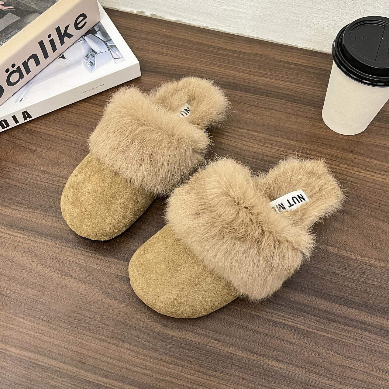 

Fluffy Milk Rabbit~ Romantic French Fur Fur Fur Shoes INS Internet celebrity Baotou Fluffy Fleece Slippers Women 40