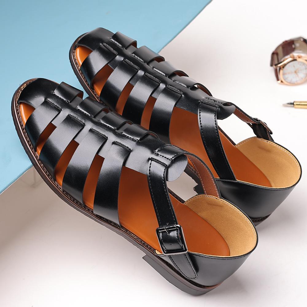 Fashion Summer Stylish Sandals for Man Leather Daily Roman Shoes Fashion Mens Business Dress Casual Comfortable Beach Footwear Flats