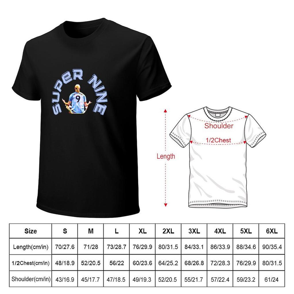 Haaland Super Nine T-Shirt Standard Fit Solid Tee Shirt Anime T-shirt, Graphic T-shirt, Fun T-shirt, Band T-shirt, Summer Tops