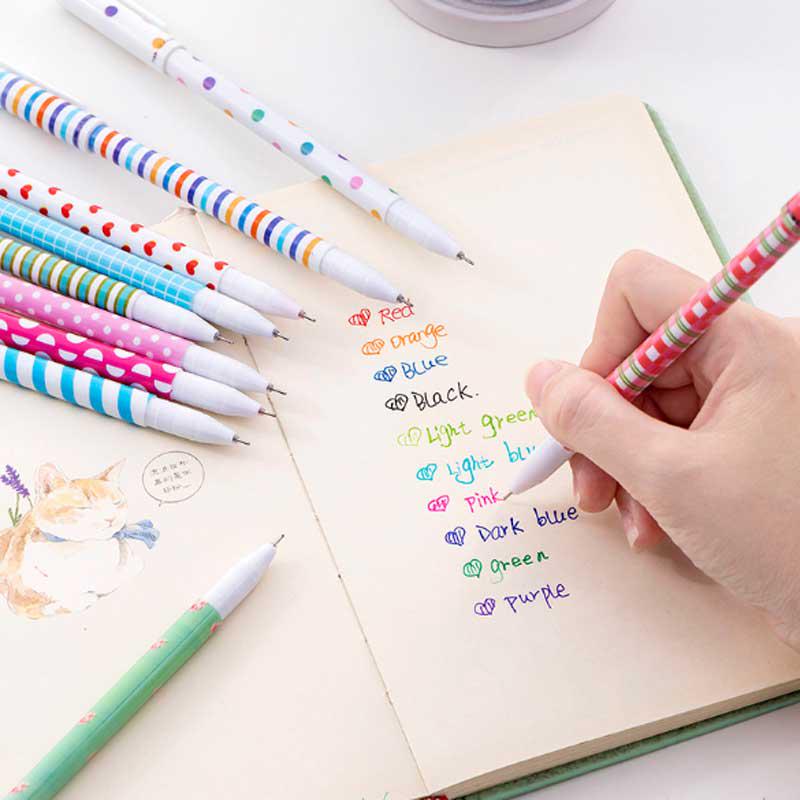 10 Pcs/Kit Adorable Color Pen Flower Animal Starry Star Sweet Flora Colored Gel Pen 05mm Pens for School Kawaii Korean Stationary