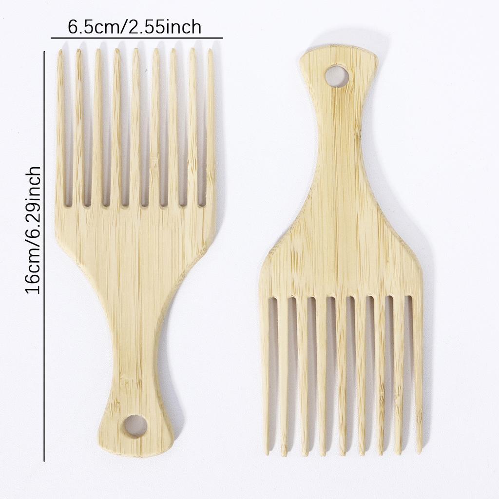 2pcs natural bamboo and wood African comb, wooden comb for hair lifting, curly hair styling comb,Special for real hair wigs