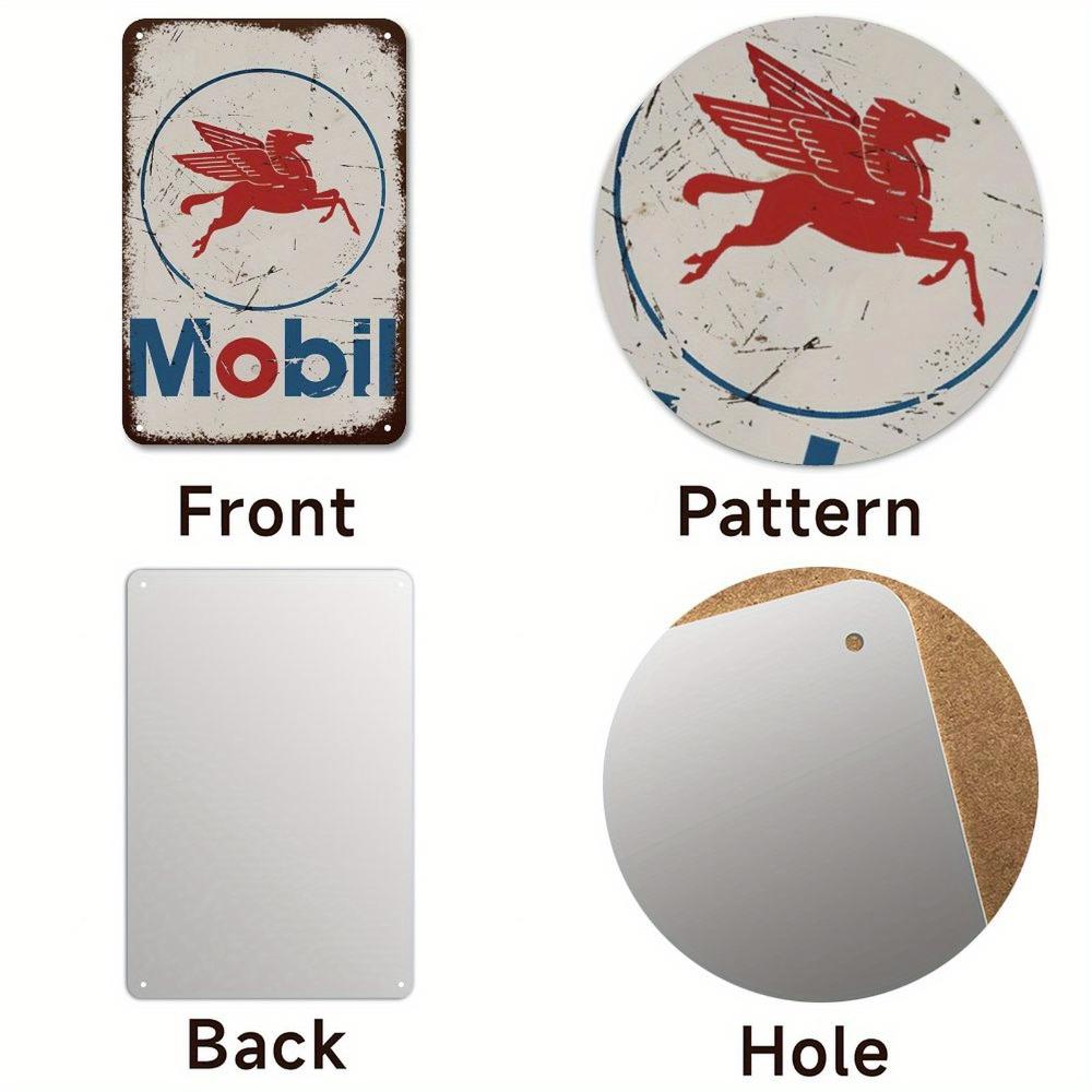 Tin Sign Mobil Logo Rustic Rust Oil Gas Station Wall Sign Decor Auto Shop Garage Cave, Any Occasion Gift