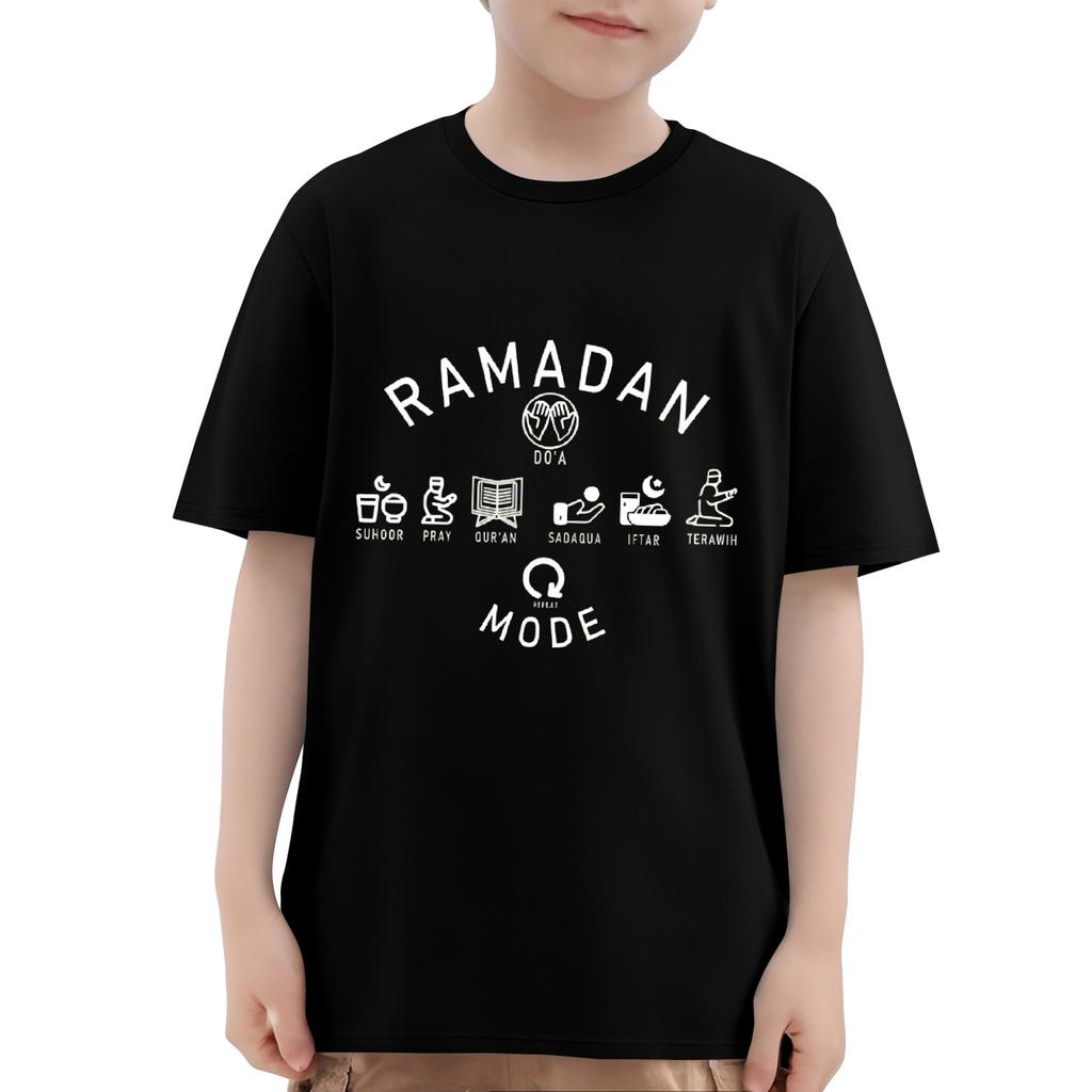Girls casual loose printed T-shirt round neck pullover short sleeve top