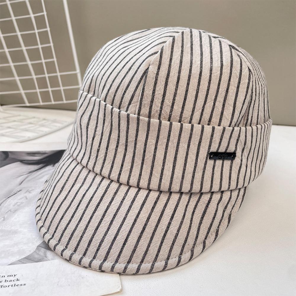 Korean Strip Baseball Cap Classic Newsboy Hats Ins Striped Peaked Caps  Women