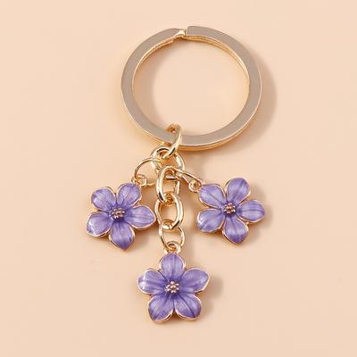 Lindo llavero de esmalte con forma de flor de Sakura de colores, llaveros dulces para mujeres y niñas, accesorios para bolsos, regalos de joyería DIY