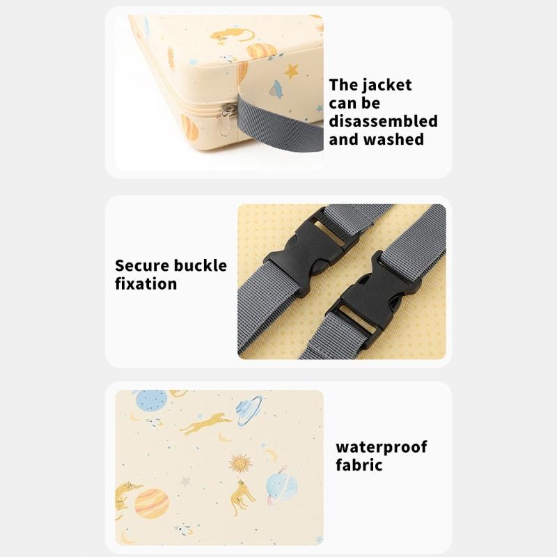Booster Seat for Dining Table Printed Pattern Kids Booster Seat with Safety Buckles Anti-Slip Bottom Heightening Cushion