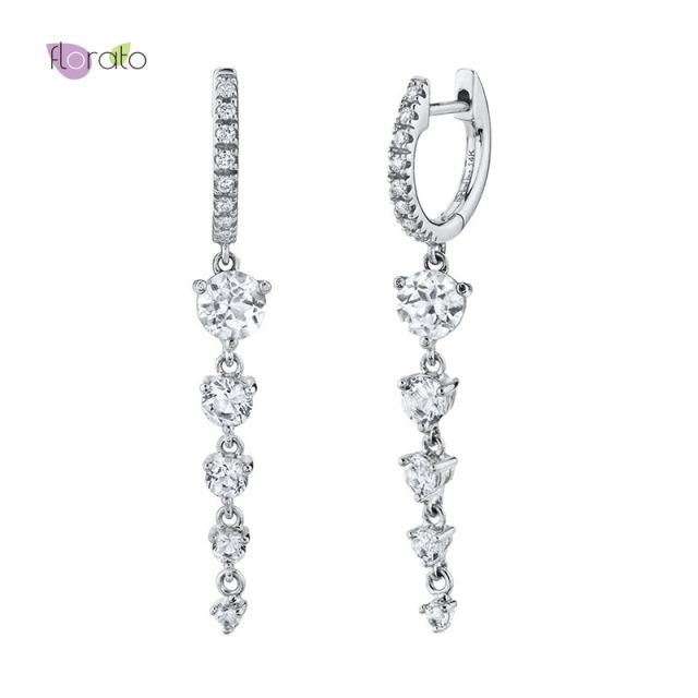 Bohemian Crystal Pendant 925 Sterling Silver Ear Buckle Exquisite Hoop Earrings Simple Fashion Jewelry For Women Birthday Gifts