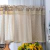 Window Valance Short Window Curtain Floral Embroidery with Lace Linen Sheer Kitchen Curtains W111xL11cm Rod Pocket Farmhouse