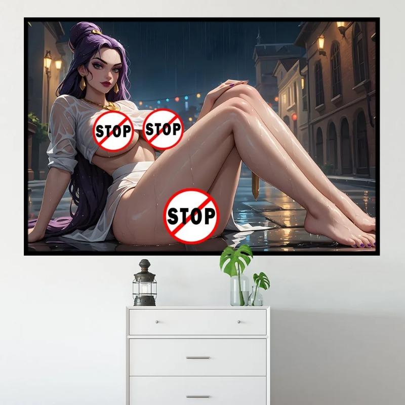 Pictură Decorativă Sexy cu Frumoasă Desen Animat Nudă Poster Canvas Artă de Perete de Înaltă Definiție Decor Acasă Living Mural Autocolant de Perete