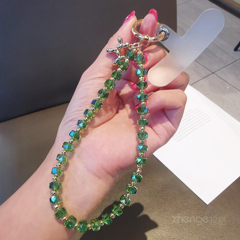 

Balloon dog pendant rhombus bead bracelet mobile phone lanyard women s ins simple fashion lanyard short wrist pendant [green] balloon dog