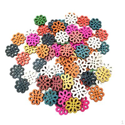 100 Stück Holzknöpfe 4-Loch Hohlblume für DIY Nähen Scrapbooking 20mm
