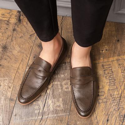 46 47 Large Size Loafers Men's New British Korean Version of Lazy Slip-on Pointy Business Formal Casual Leather Shoes