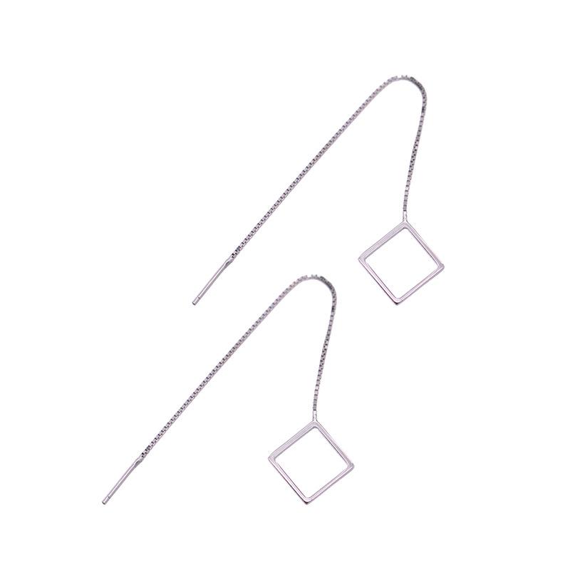 Modne Damskie Kolczyki Srebrna Igła Długi Chwost Geometryczny Trójkąt Okrągły Kwadratowy Kształt Kolczyki dla Kobiet Kolczyki