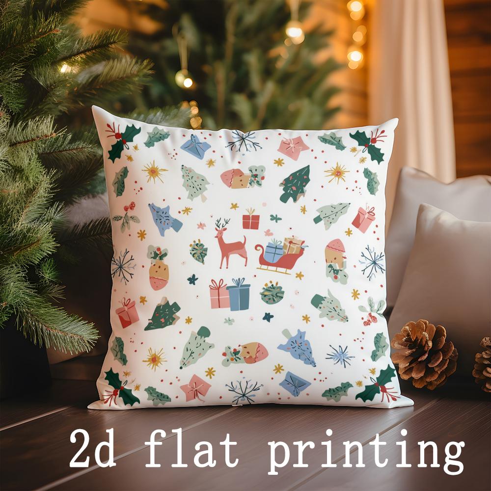 

Home Decor Festive Christmas Animal & Pattern Pillows Pattern Cushion Cover Suitable for Sofa Bedroom Car Pillow Cover 40x40cm