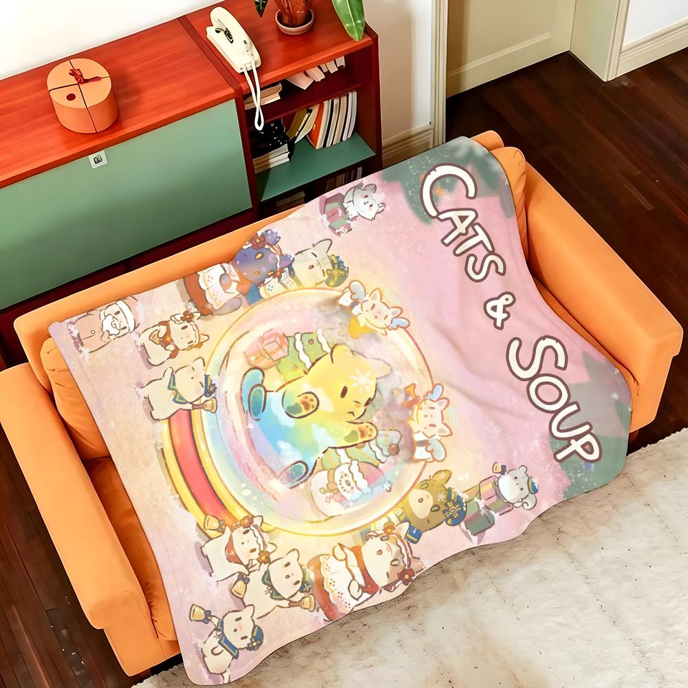 Game C-Cats S-Soup Throw Flannel Cozy Print Blanket, Portable, Durable Machine Washable Cute Cool