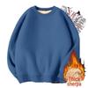 Men's Fleece-Lined Round Neck Sweatshirt, Thick Pullover, Long Sleeve, Hoodless, Large Size, Warm.