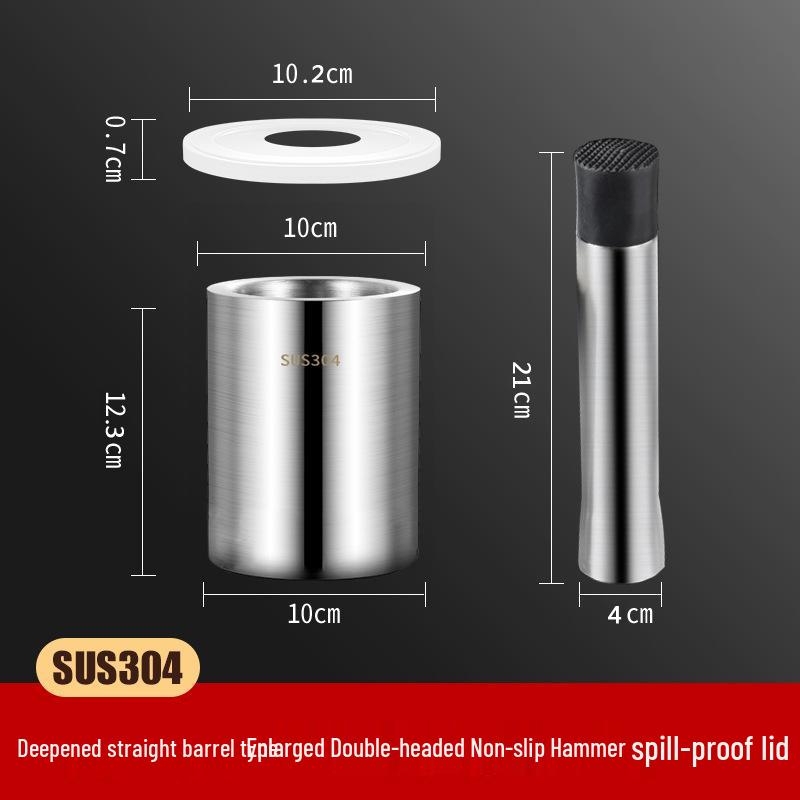 304 Edelstahl Knoblauchmörser und Stößel Mörser zum Zerkleinern und Mahlen von Medizin und Gewürzen.