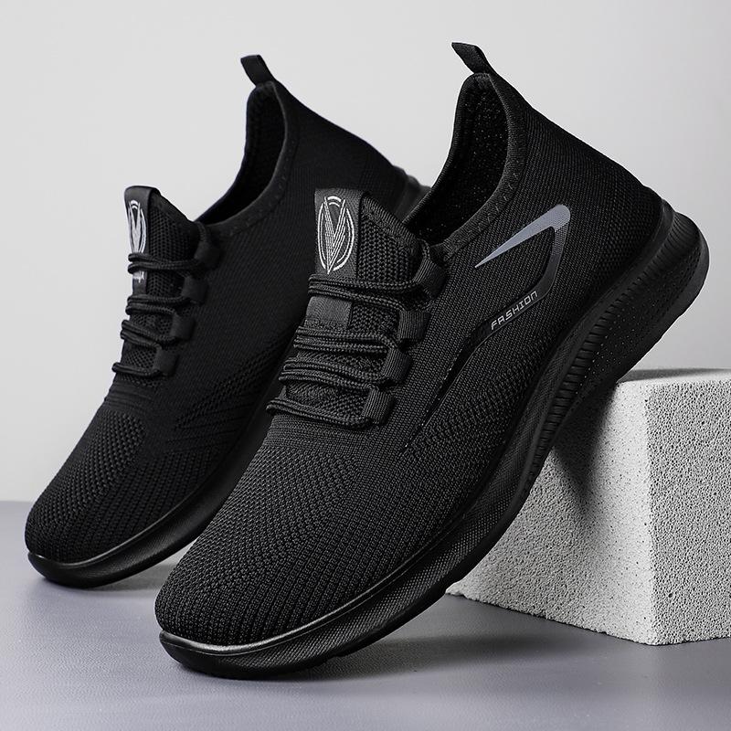 Shoes Men's Casual Shoes Large Size Flying Woven Mesh Shoes Breathable and Lightweight Men's Shoes Soft Sole Comfortable Single Shoes Light Mouth Shoe