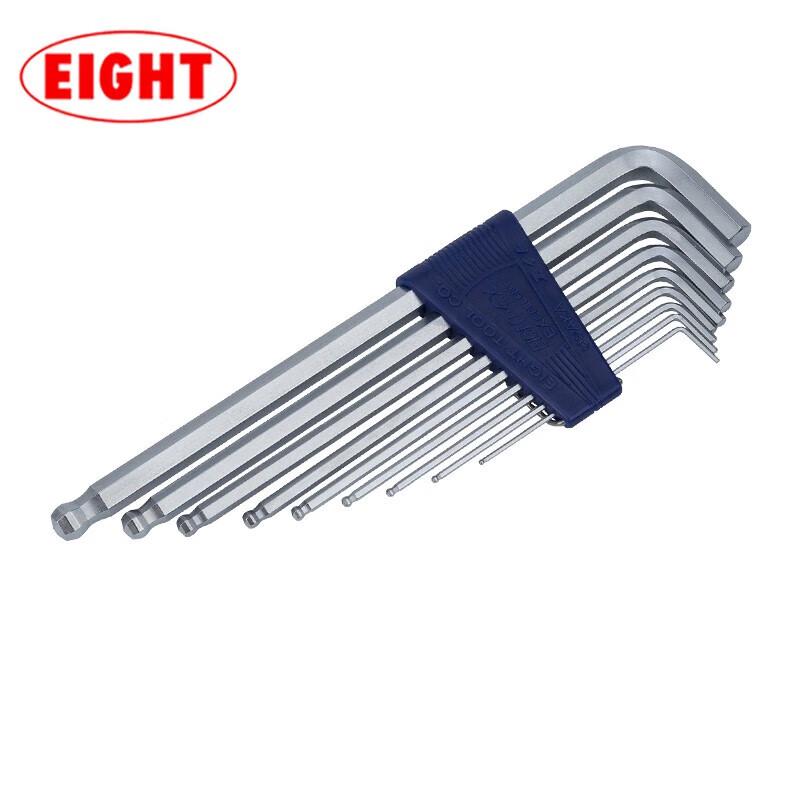 EIGHT TLS-9 Metric Extra Long Ball End Hex Key Set 9-Piece Set (1.5-10mm)