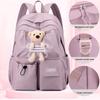 Student Backpack, Cute Little Bear Backpack, Large Capacity Junior High School Backpack, Durable Polyester Lining.zwq