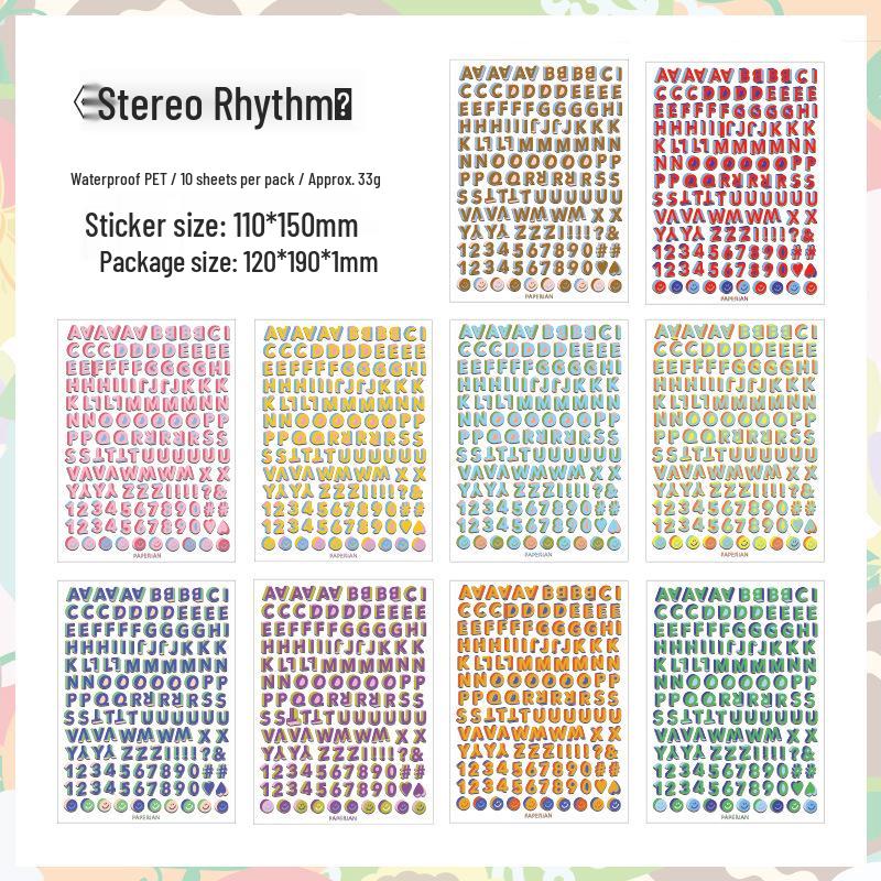 Yuezhen 3D Dynamic Journal Stickers - PET Letter & Number Stickers for Journaling