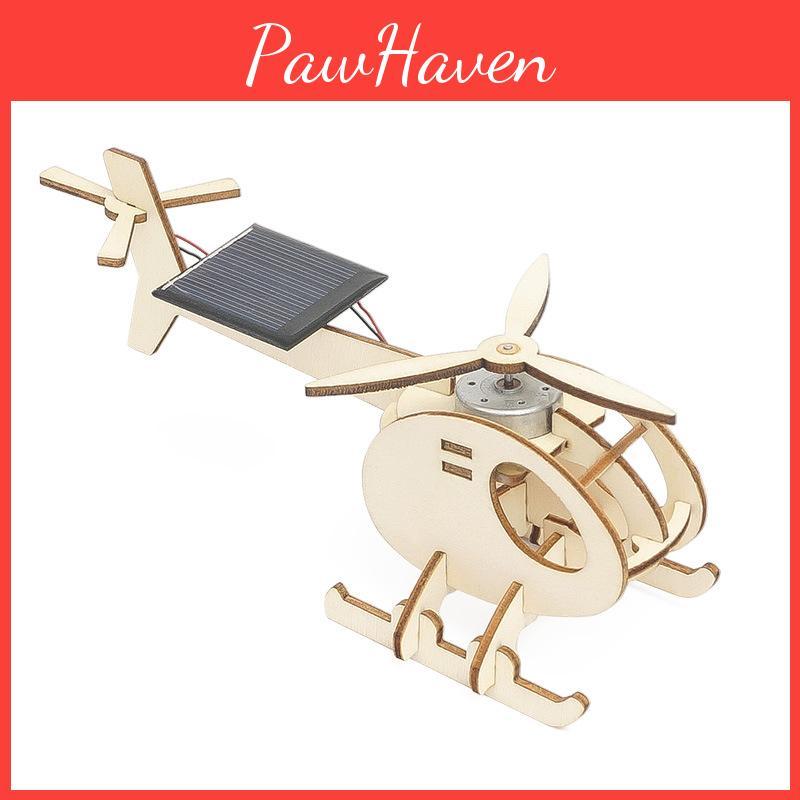 Educational Diy Solar-powered Helicopter Model For Kids 7-14 Years Old Customizable Wooden Material